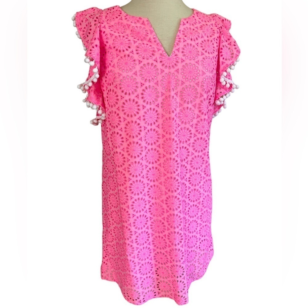 LILLY PULITZER Small Astara in Prosecco Pink Neon Geo Eyelet dress